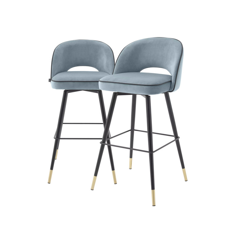 Cliff Swivel Upholstered Stool with Metal Frame, Bar Stool (31" Seat Height), Beige