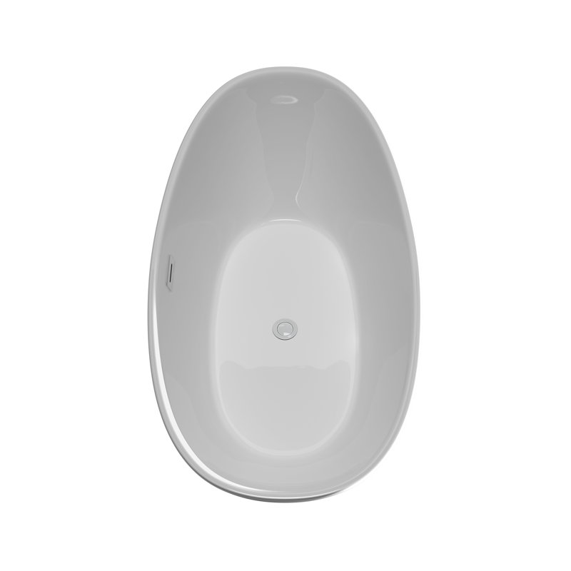 Dorrit 66" x 32" Freestanding Soaking Acrylic Bathtub with Faucet, Brushed Nickel