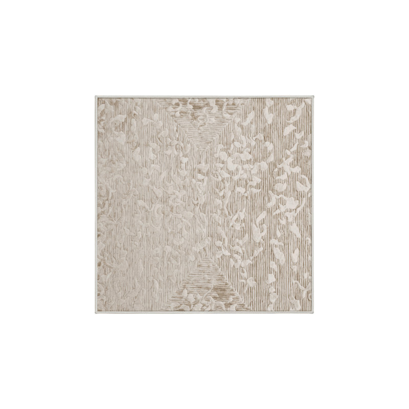 Machine Washable Beige Area Rug, Square 3'