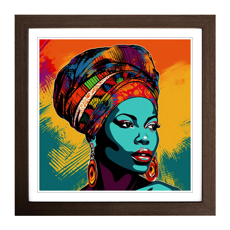 African Woman Pop Art No.3 - Framed Print, Walnut