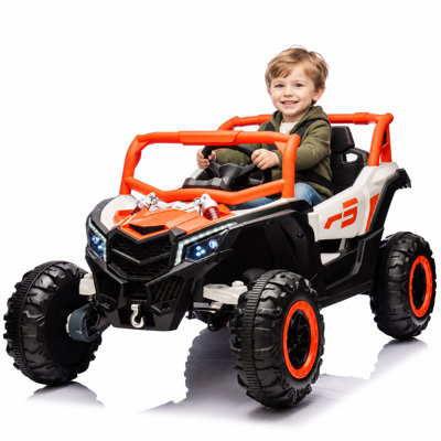 Voiture électrique Joyracer 4x4 24 volts, 2 places, avec télécommande, Bluetooth, suspension à ressorts et gyrophares LED.
