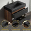 Meuble-lavabo moderne de 30 po avec fixation murale, lavabo une pièce noir mat, tiroirs doubles, panneaux de qualité E1, laque à base d'eau E0, système de fermeture silencieuse et silencieuse, capacité de charge du tiroir de 55 lb