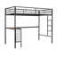 Lit superposé en métal avec bureau, échelle et lattes de qualité pour la chambre à coucher, noir métallique