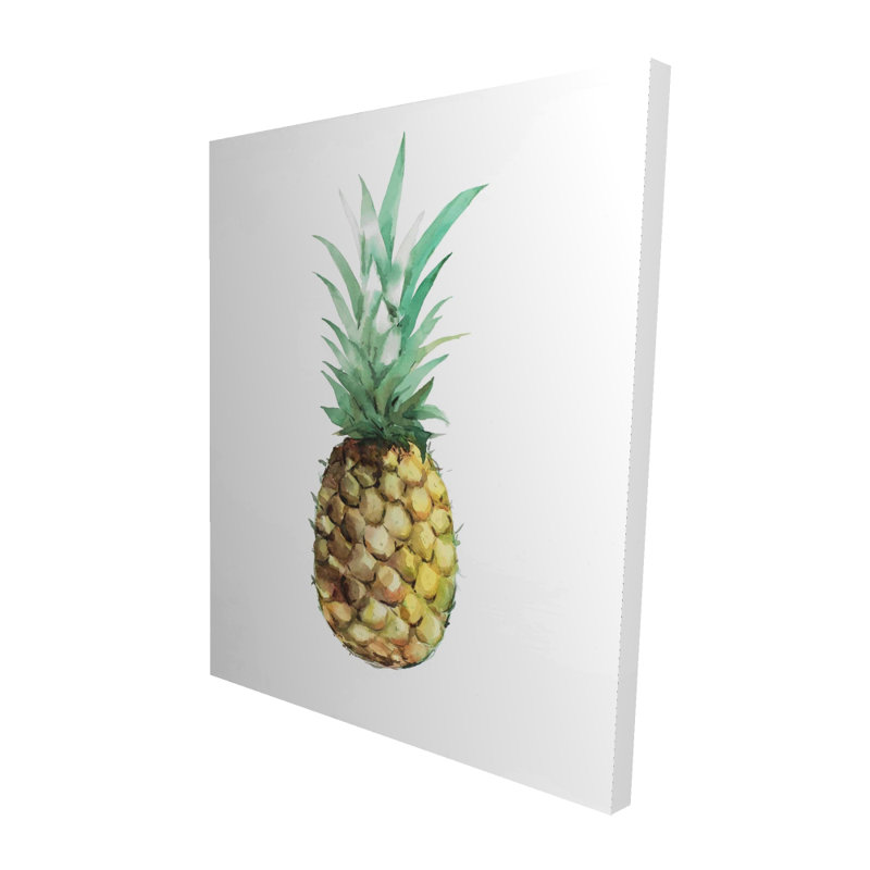 Aquarelle ananas - Toile illustrative verte pour la décoration intérieure
