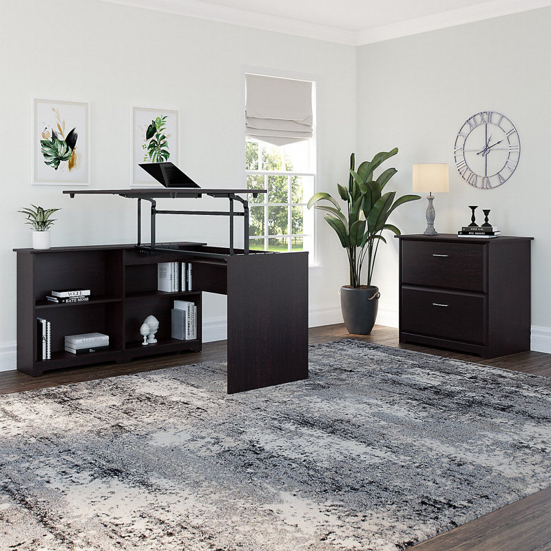 Ensemble de bureau et classeur Cabot, Chêne espresso
