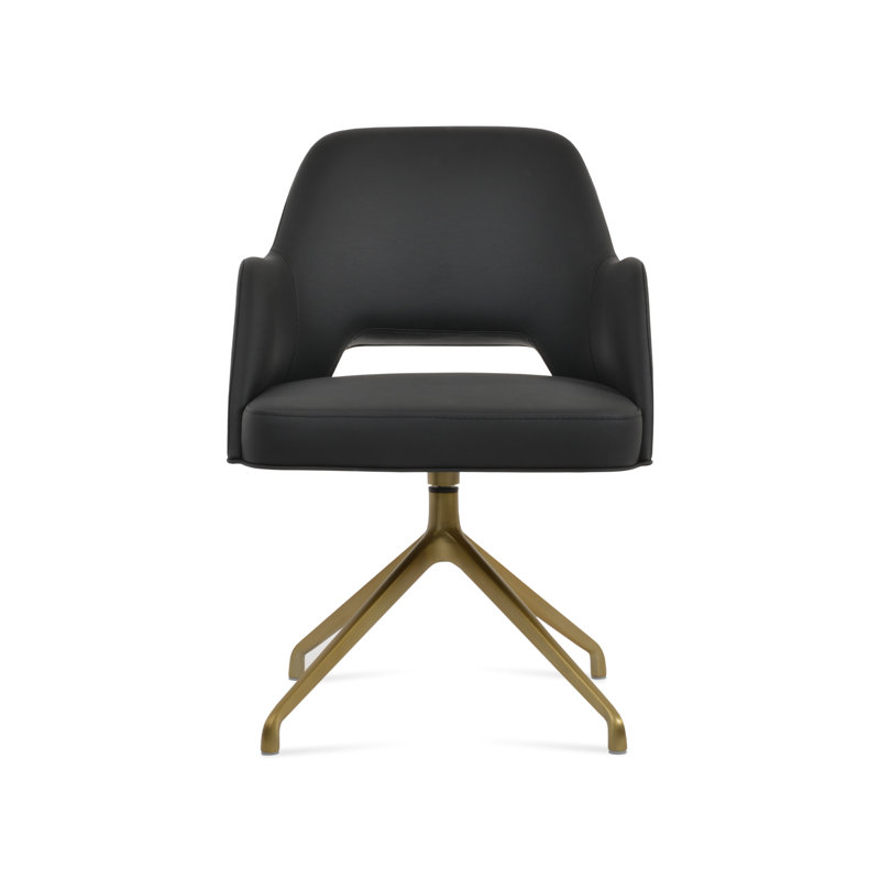 Fauteuil pivotant Marash Spider, Laiton, Noir