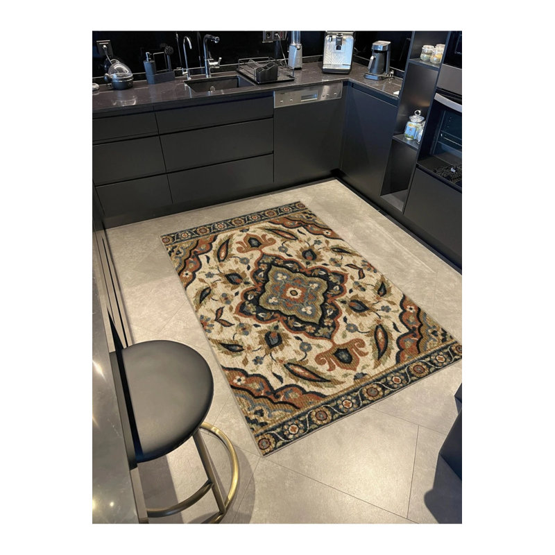 Tapis traditionnel tissé dans des tons de brun, Rectangle 5 pi x 9 pi 11 po