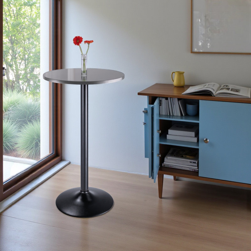Strasser Bar & Pub Table with Slate Gray Top and Metal Base, 39.7'' H X 23.60'' W X 23.60'' D, Slate Gray/Slate Gray