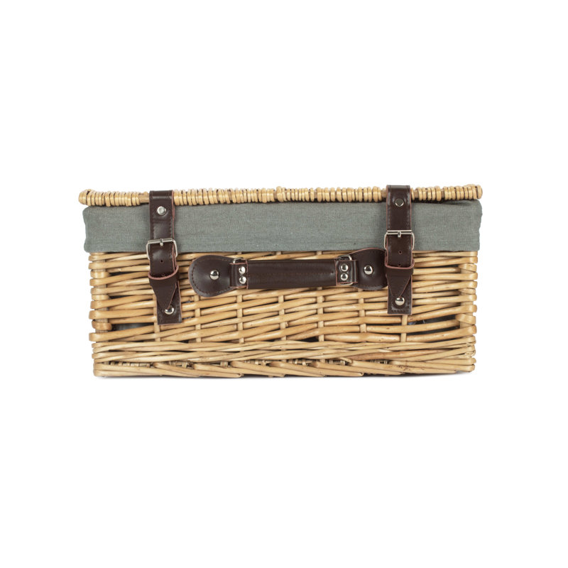 Buff Wicker Hamper Basket with Lining, Buff/Grey
