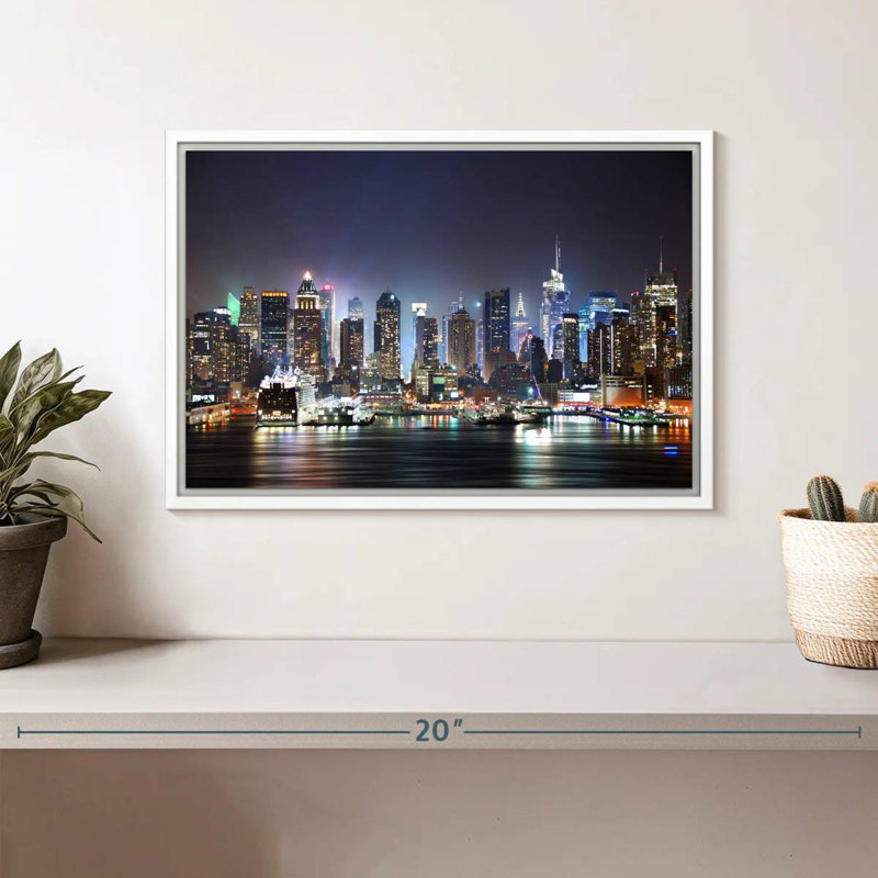 Veilleuses de New York, Cadre flottant blanc, 13 po x 9 po