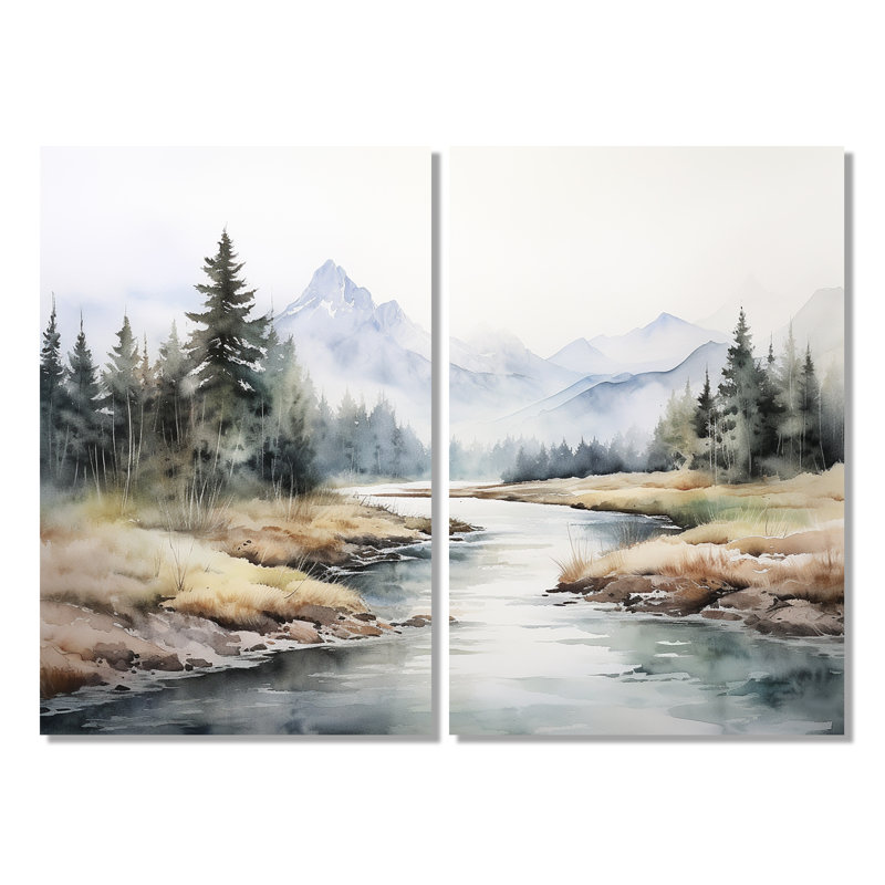 «River Mountain In Minimal Canada II», art mural beige, H 36 po x l 48 po, Toile tendue sur cadre, Ne s’applique pas