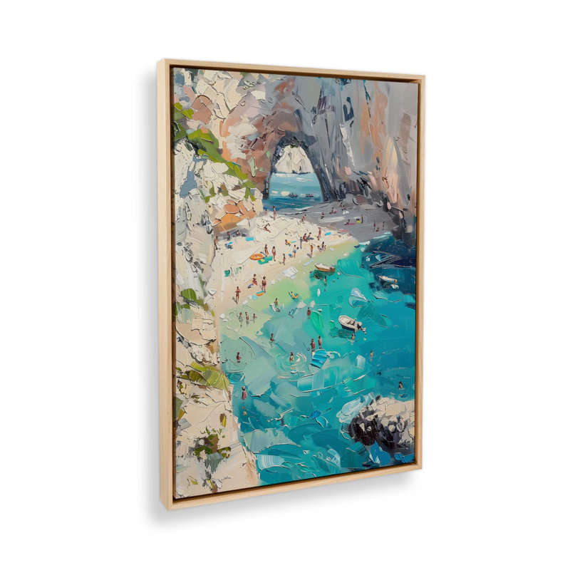 Impression sur toile Azzuro Cove, 32 po x 48 po, Cadre flottant en érable américain