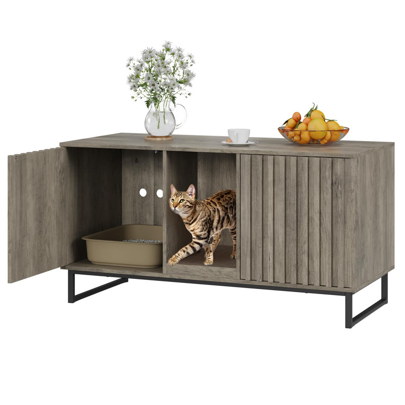 Litter Box Cabinet Tangkula Cat Litter Box Furniture - Hidden Litter Box Enclosure With Double Doors Pet House Nightstand