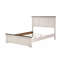 Lit à panneaux grand lit rustique blanc antique et brun, mobilier de chambre en bois massif avec tête de lit nettoyable et lattes de soutien incluses