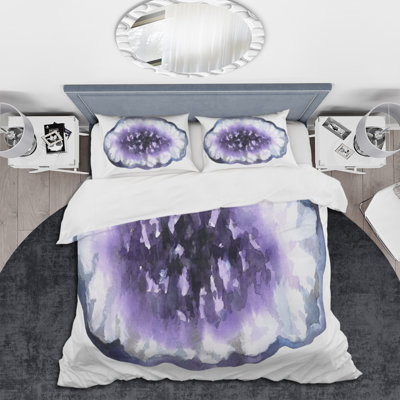 Cristal améthyste mauve - ensemble de housse de couette moderne - microfibre de polyester