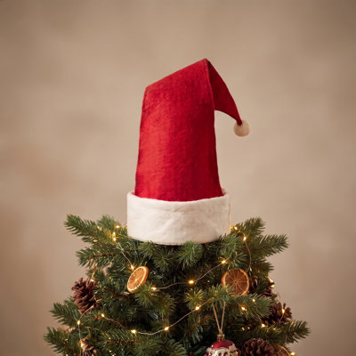 Décoration pour sommet de sapin de Noël en laine feutrée à la main - chapeau du père Noël