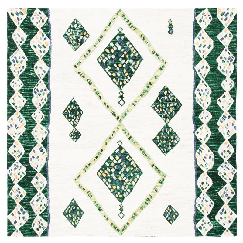 Hand Tufted Wool Southwestern Rug, Square 7'