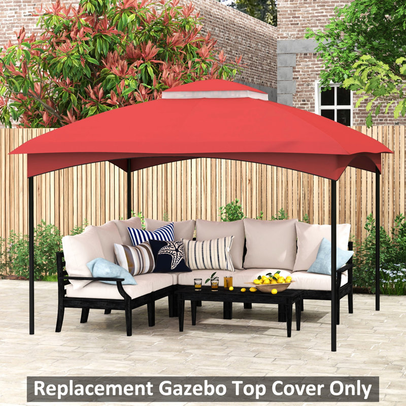 Auvent de remplacement pour pavillon de jardin 10 pi x 12 pi, rouge vin, 2 toits avec trous de drainage et ventilation remarquable de 12 pi, bonne circulation d'air