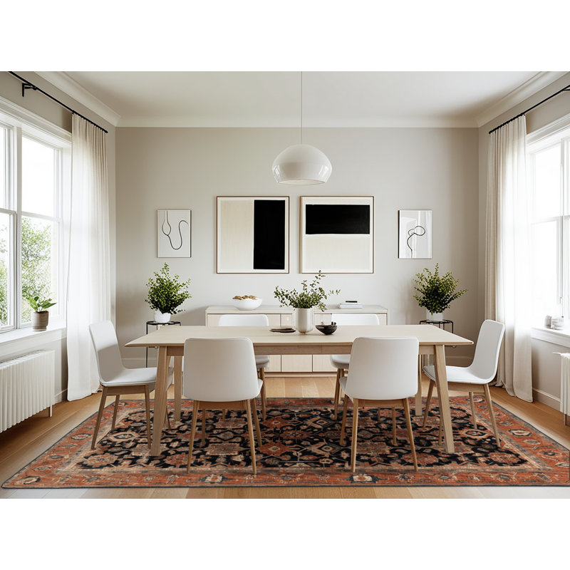 Machine Washable Persian Brown Area Rug, Rectangle 7' x 10'