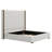 Tall Headboard Upholstered Bed With Vertical Striped And Wingback Design