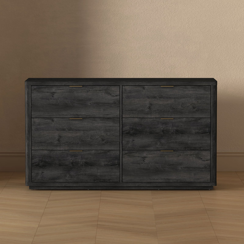 Commode double 6 tiroirs gris anthracite Evelyn, Gris anthracite