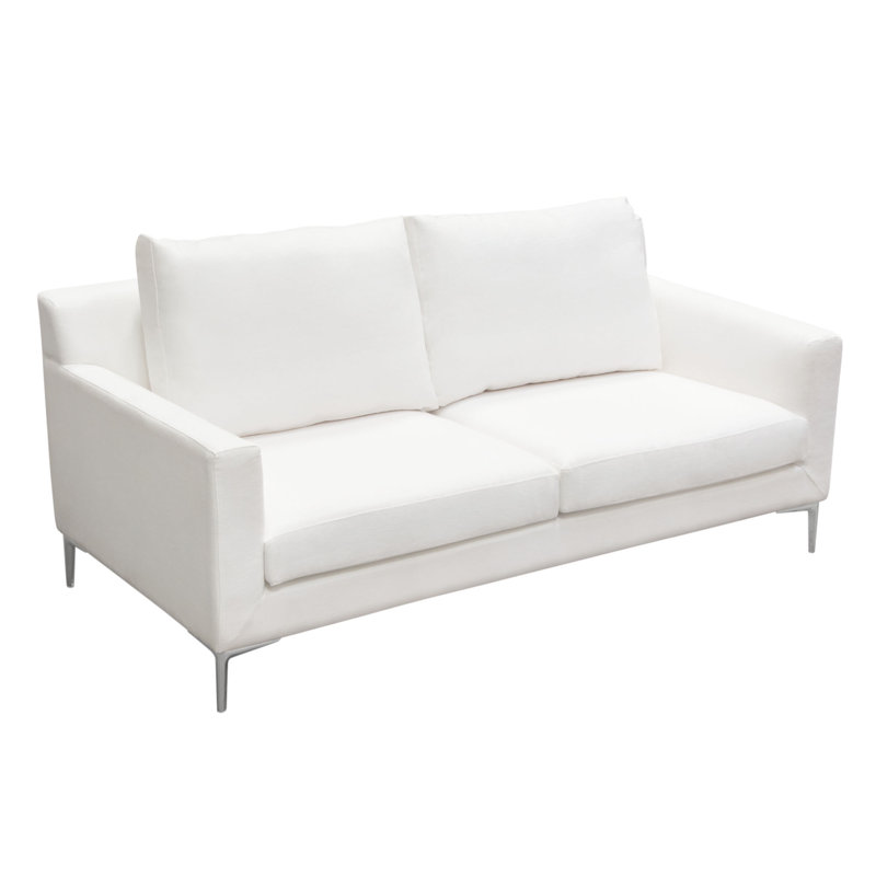 Seattle Upholstered 71'' Sofa, White Polyester