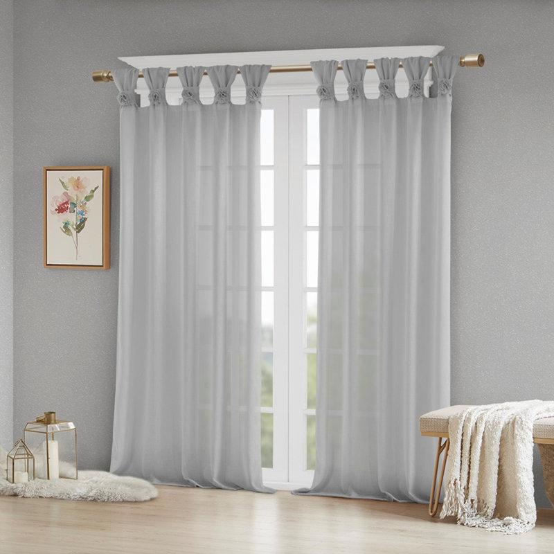 Panneau de rideau de fenêtre uni floral, L 50 po x L 95 po