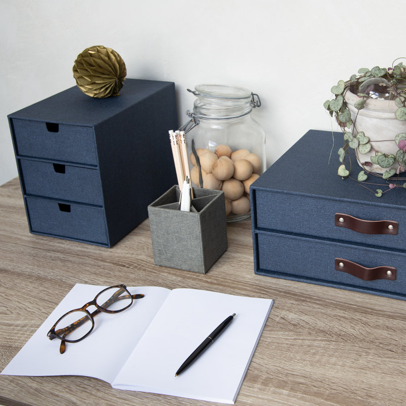 Organisateur de bureau à 3 tiroirs Bigso, Toile bleue