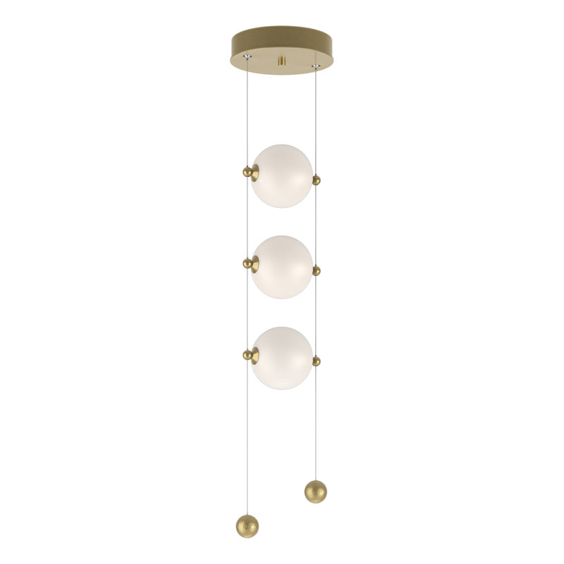 Abacus 3 - Light Cluster Globe LED Pendant, Opal, Modern Brass