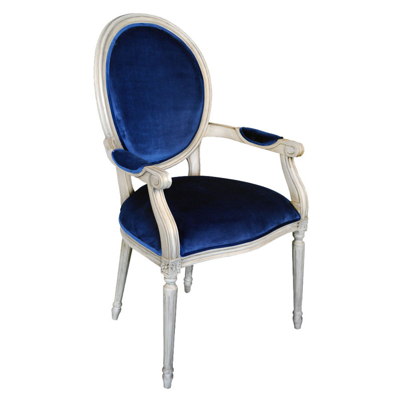 Miraz 24 po de largeur, Velours bleu marine, Blanc antique