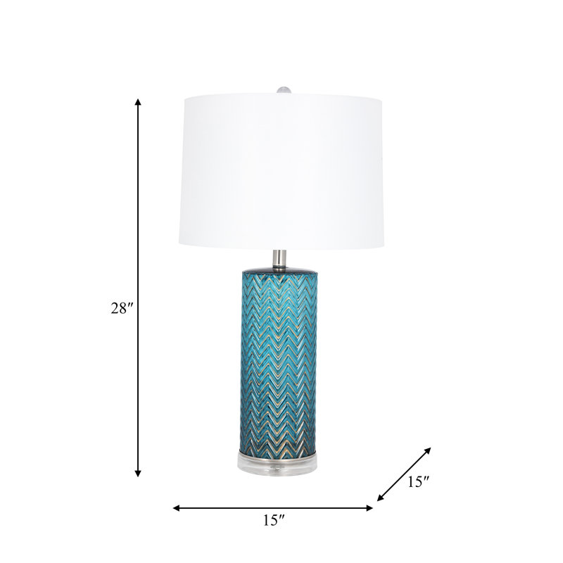 Modern Chevron Textured Table Lamp - 15" x 15" x 28", Blue
