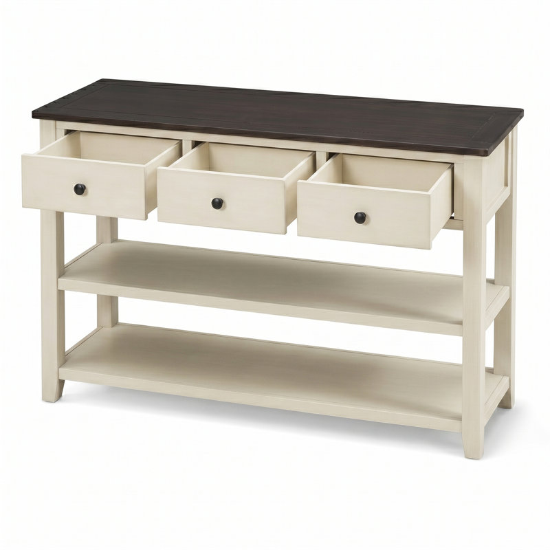 Console Cabras, Bois espresso, Beige, H 30 po x l 50 po x P 16 po