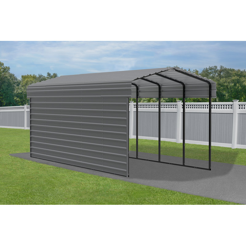 Charcoal 10 x 24 ft. Steel Carport Kit with Enclosure