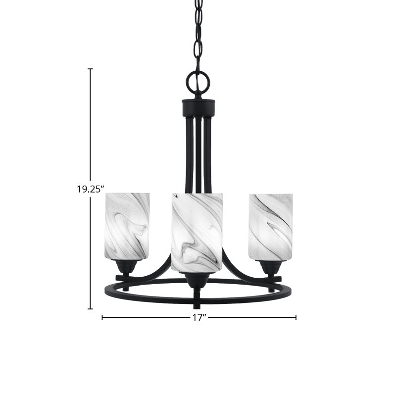 Lustre 3 lumières Paramount, Gris / Blanc