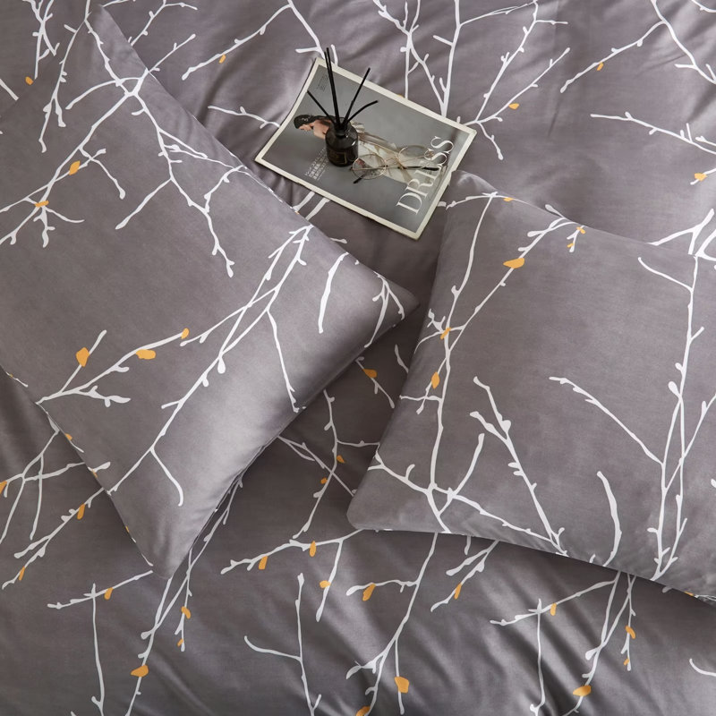 Cotton Percale Floral Duvet Cover, Queen Duvet Cover + 2 Standard Pillowcases