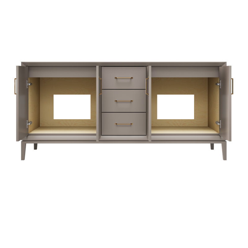 Meuble-lavabo double Alexandra, Taupe Taos, Or satiné, 72"