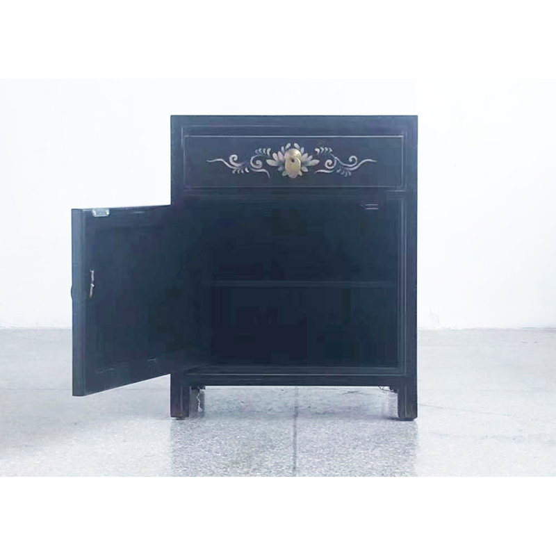 Deriyah 45cm W Solid + Manufactured Wood Bedside Table, Black