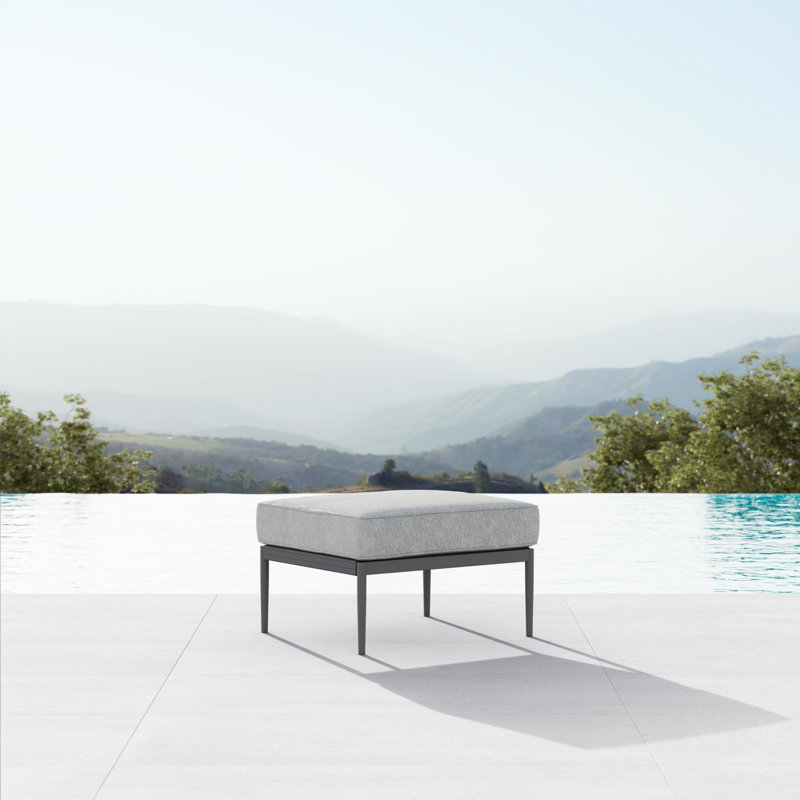 Catalina Outdoor Ottoman with Cushion, Matte Charcoal Frame/Fog Cushion