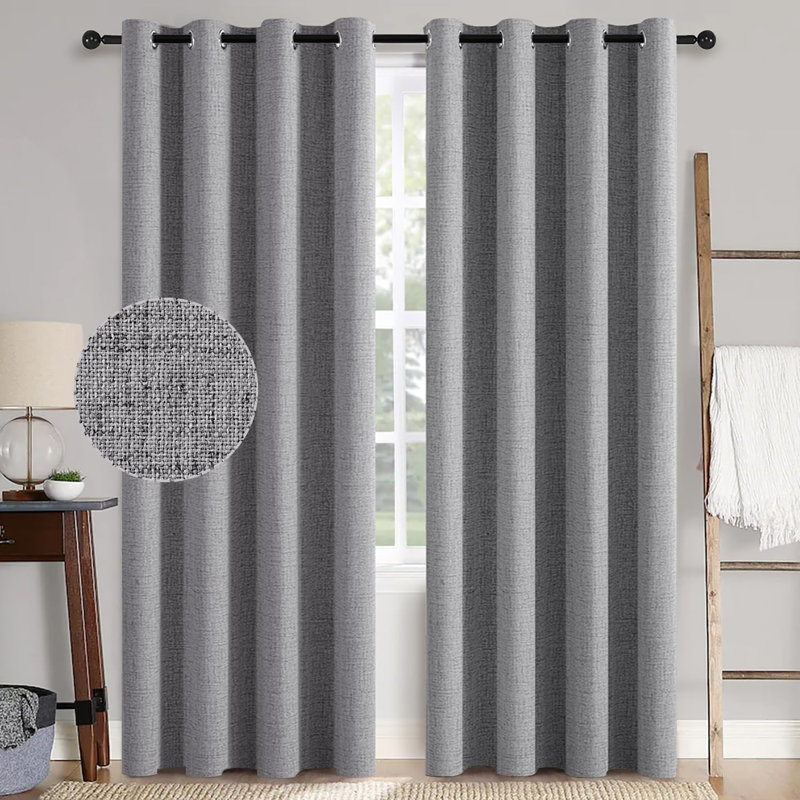 Rideaux 100% lin occultant (2 panneaux), Gris, L 52 po x L 108 po