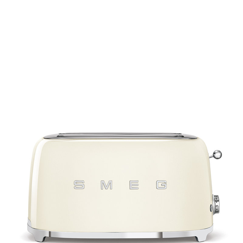Cream Stainless Steel 4-Slice Wide Slot Retro Toaster