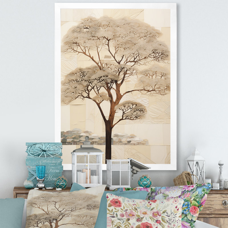 Reproduction d'art sur toile, arbre africain africain, minimalisme I, H 44 po x l 34 po, Cadre simple blanc