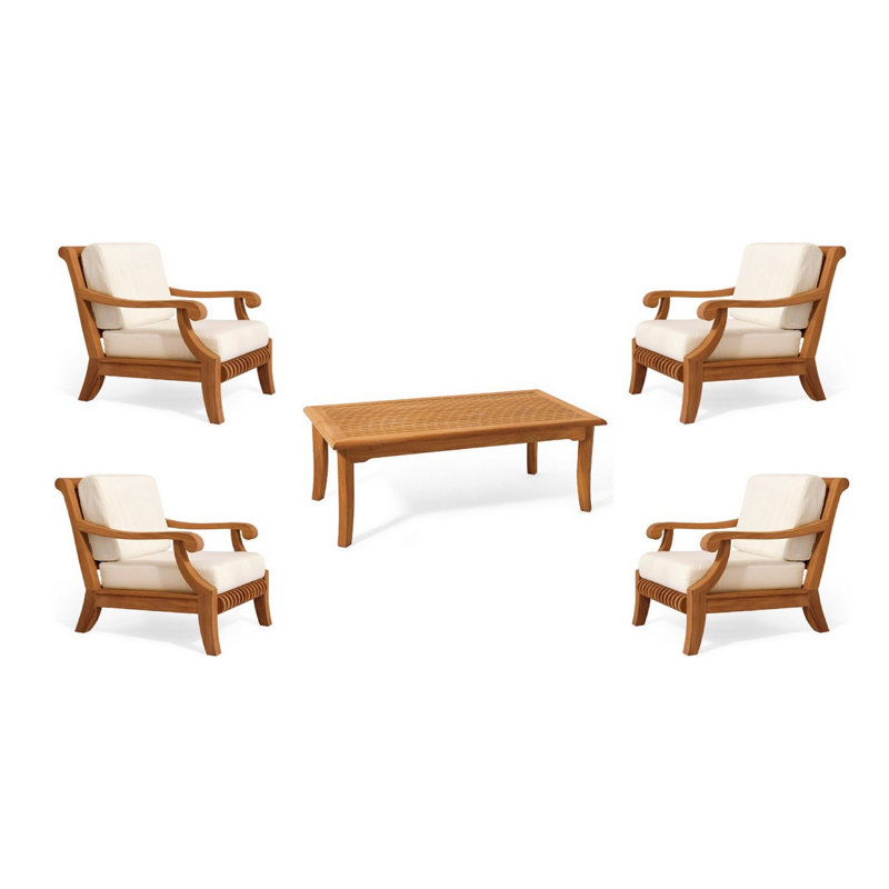 Giva Teak 4 - Person Modular Patio Conversation Set with Cushions
