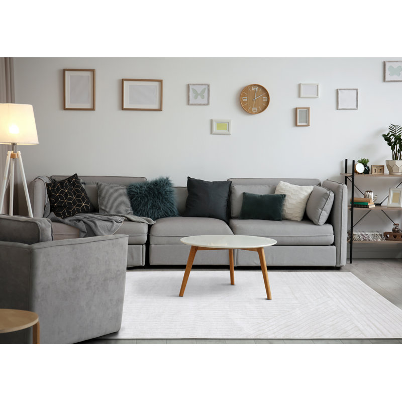 Tapis à branches 5 pi x 8 pi (5 pi 3 po x 7 pi 7 po), crème, contemporain moderne - salon, chambre à coucher, salle à manger et cuisine