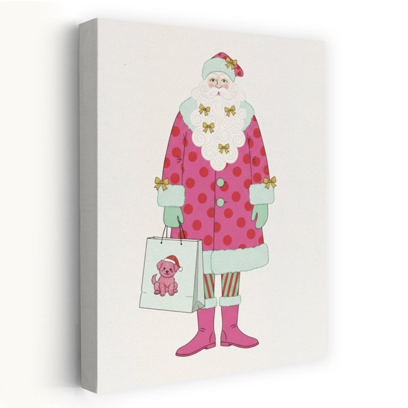 Whimsical Pink Santa by Andreas Magnusson - Wrapped Canvas Print, 60.96 cm H x 40.64 cm W