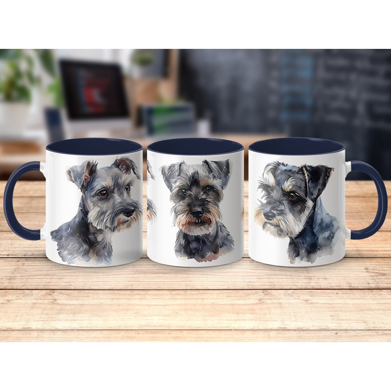 Schnauzer Trio Watercolor Design 11oz Coffee Mug, 1, Navy