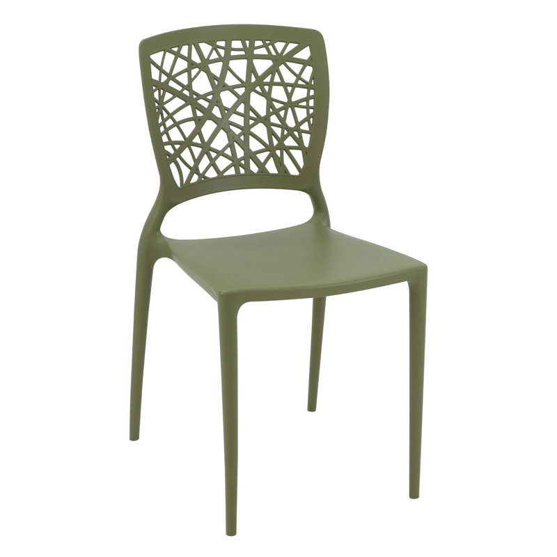 Tramontina Joana Stackable Dining Chairs – Contemporary Style Seating for Indoor or Outdoor Use, Olive Green