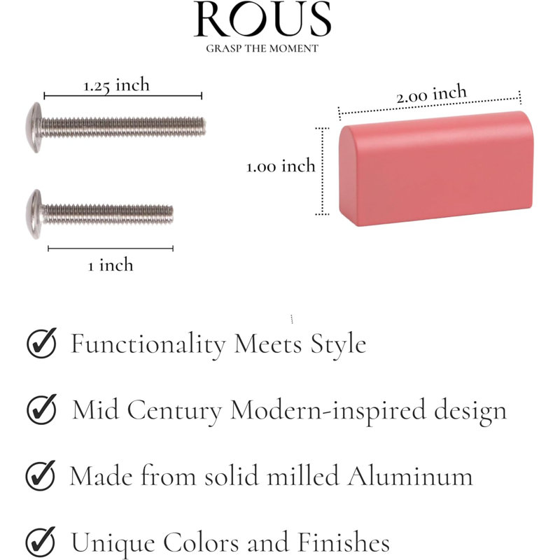2" Length Geometric Knob, Blush (Pink)