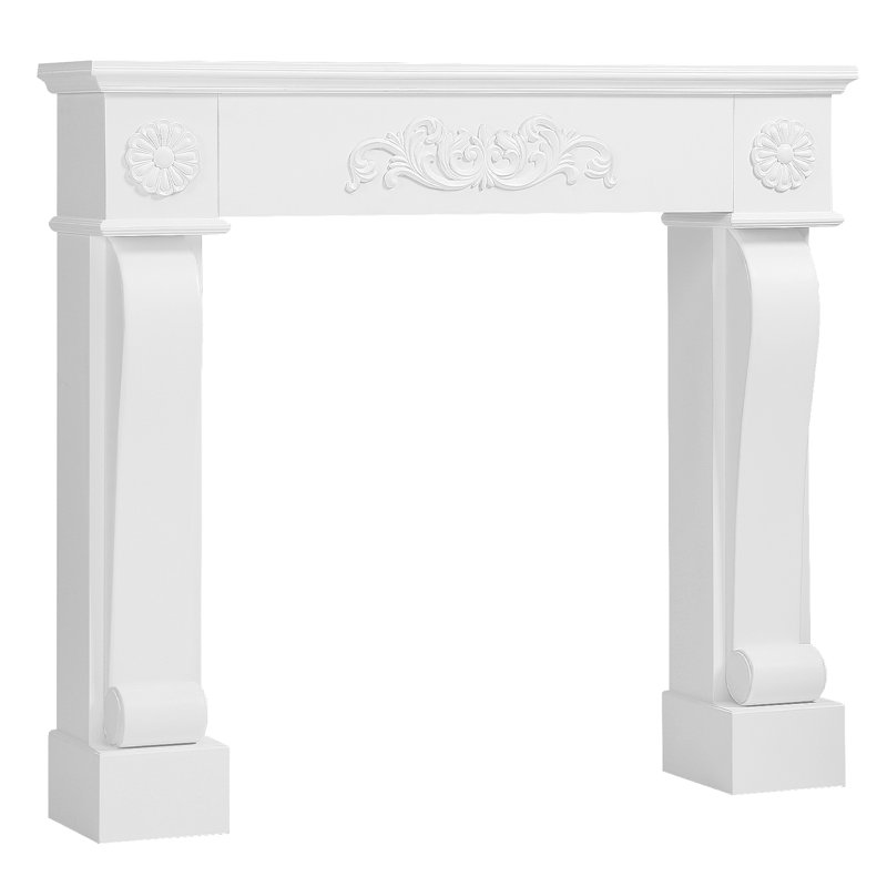 Pourtour de manteau de cheminée, manteau de cheminée en bois autoportant avec pied, cadre de foyer de ferme décoratif, manteau de cheminée anti-basculement en MDF de qualité supérieure pour le salon, blanc