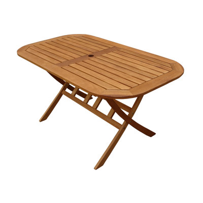 Afrin Oval Folding Outdoor Dining Table With Umbrella Hole , 150cm cm W 85cm cm D