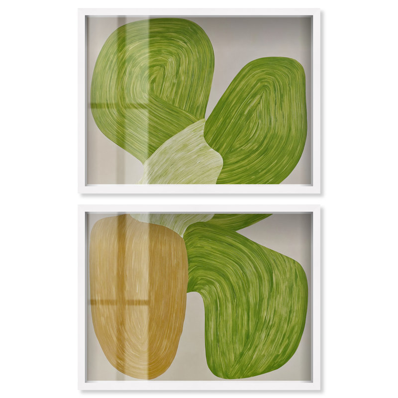 Ensemble d'art mural bohème moderne « Tourbillon de forêt » par Art Remedy, cadre blanc, 40 x 30, H 31,5 po x l 41,5 po